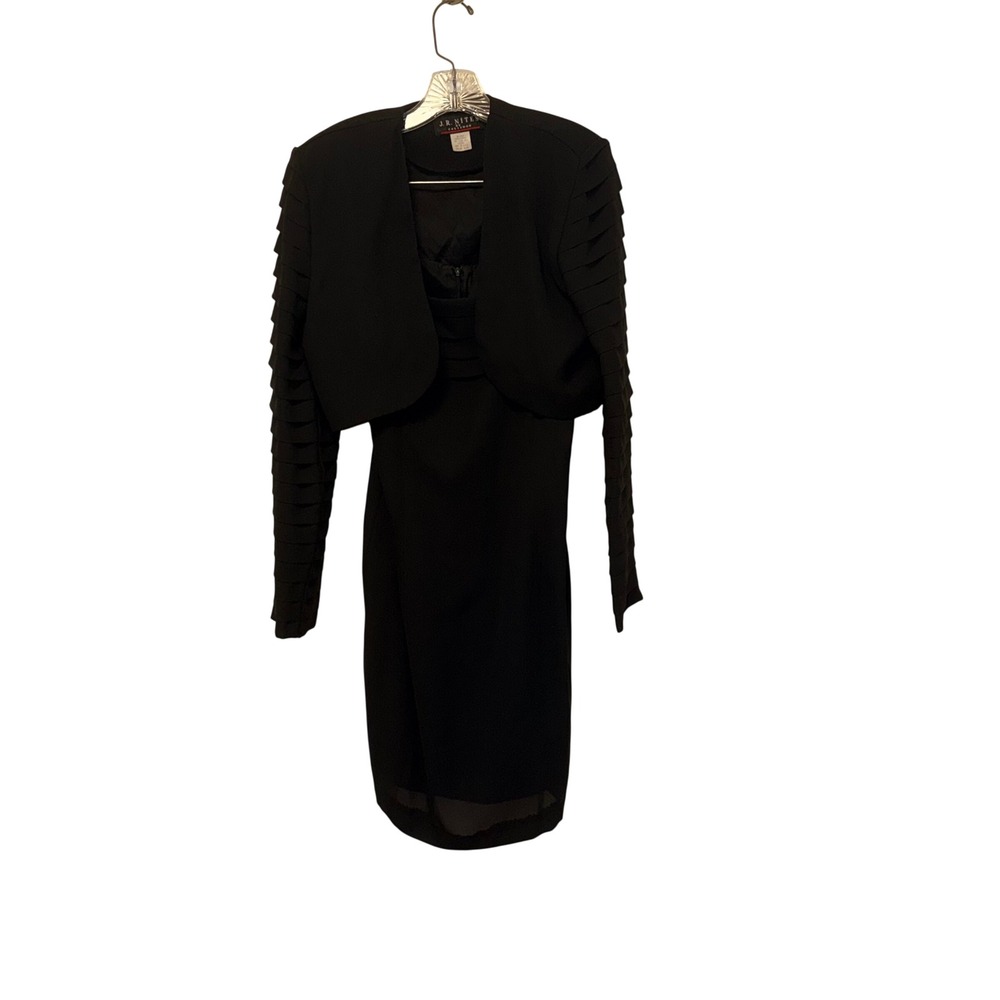 J.R. Nites Vintage 90s Dress Bolero Set Women 5/6 Black Polyester